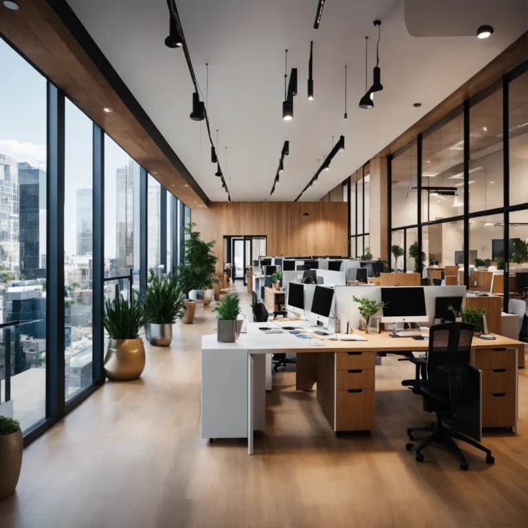 A photo of a busy modern real estate office. The o (1)