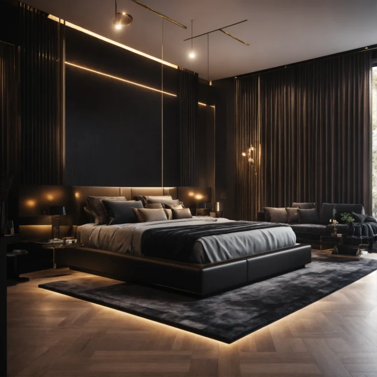 a high-end luxury bedroom with black décor (3)