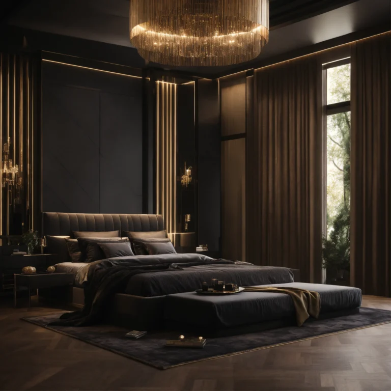 a high-end luxury bedroom with black décor (4)
